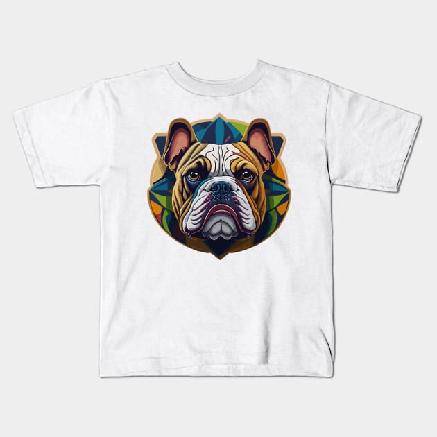 Bulldog Portrait Kids T-Shirt by SpriteGuy95